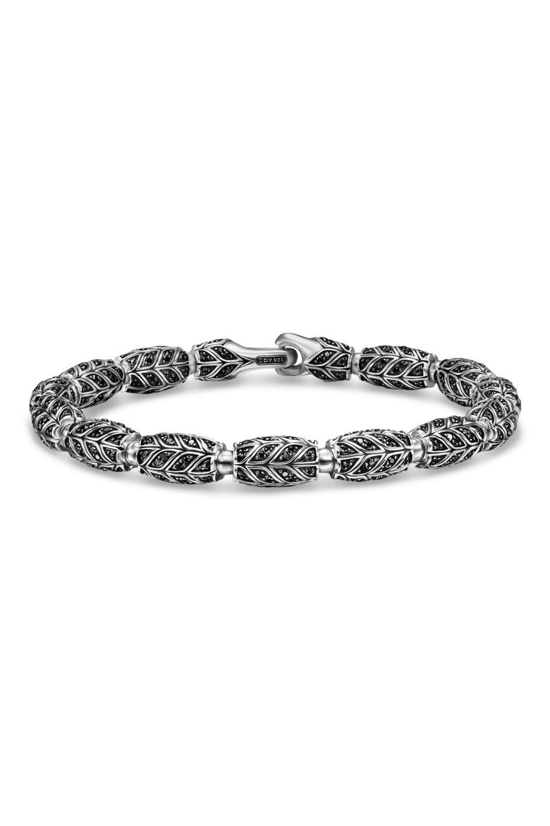 Men's Chevron Bead Bracelet in Sterling Silver, Main, color, SILVER PAVE