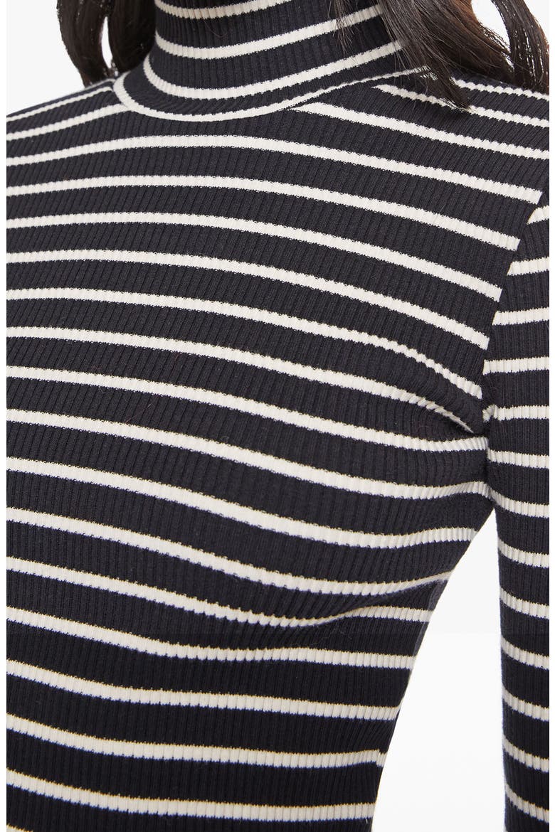The Long Sleeve Hickey Mock Neck Top, Alternate, color, BLACK AND WHITE STRIPE