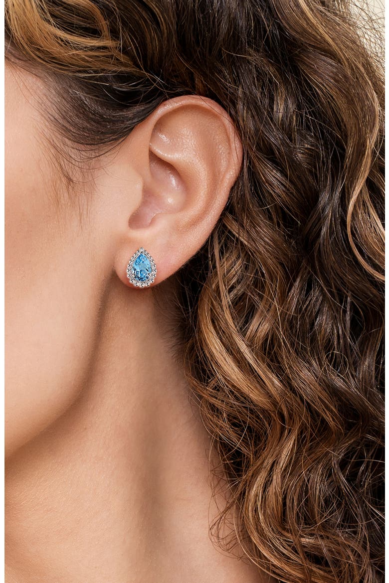 Blue Topaz Stud Earrings, Alternate, color, STERLING SILVER