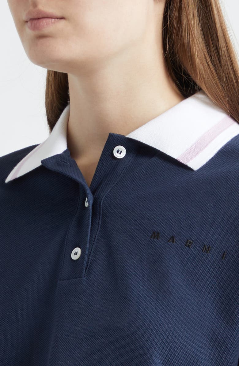 Marni Long Sleeve Cotton Polo, Alternate, color, 00B99blublack