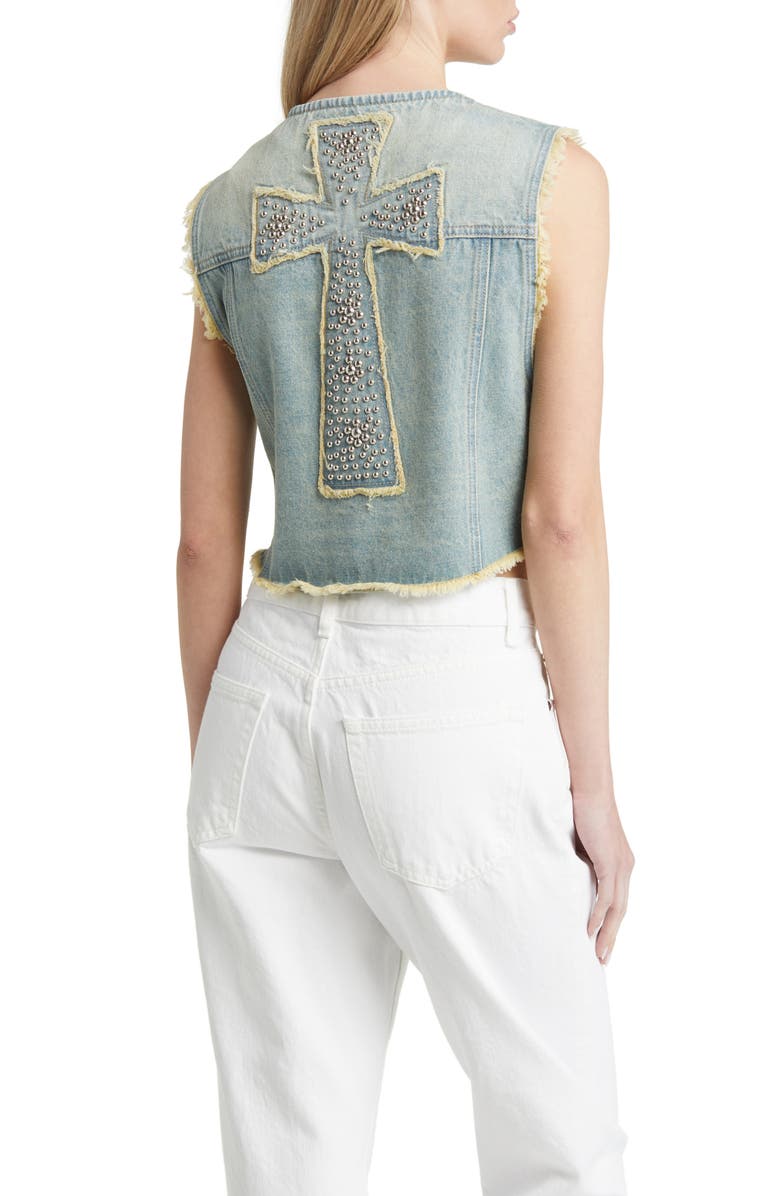 PTCL Studded Cross Denim Vest, Alternate, color,