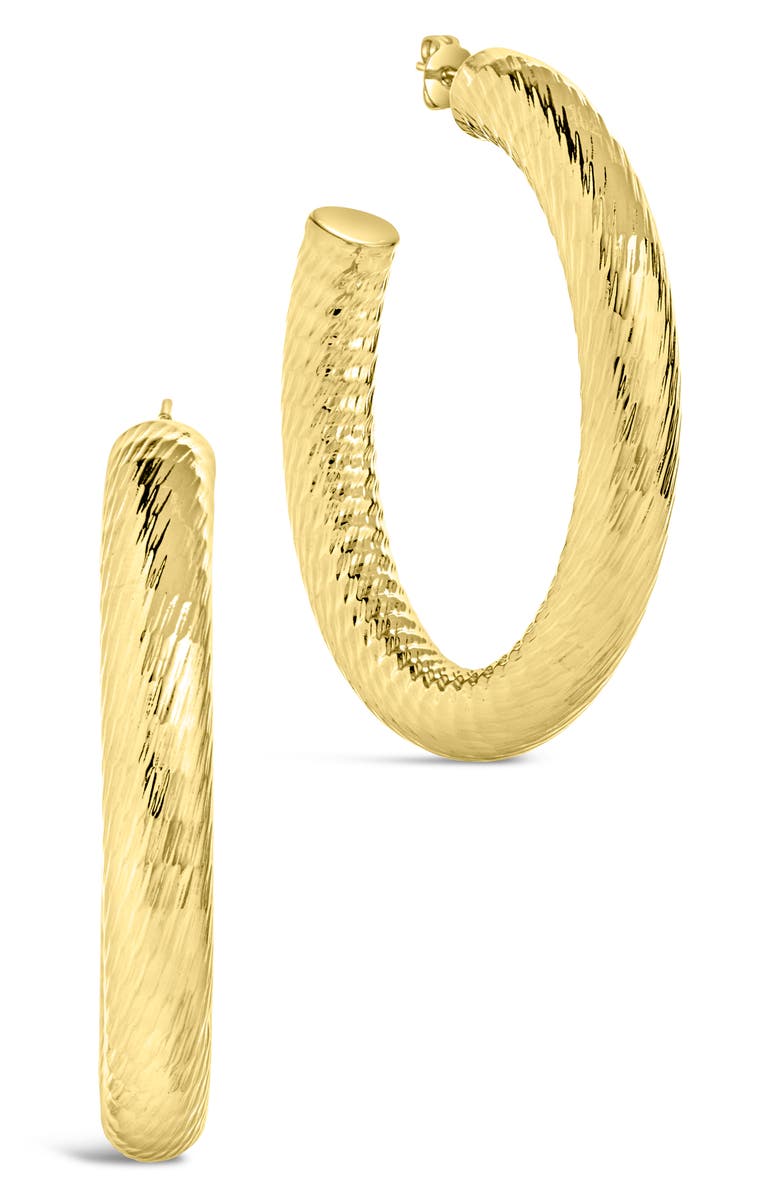 Sterling Forever Alayna Textured Hoop Earrings, Main, color, Gold