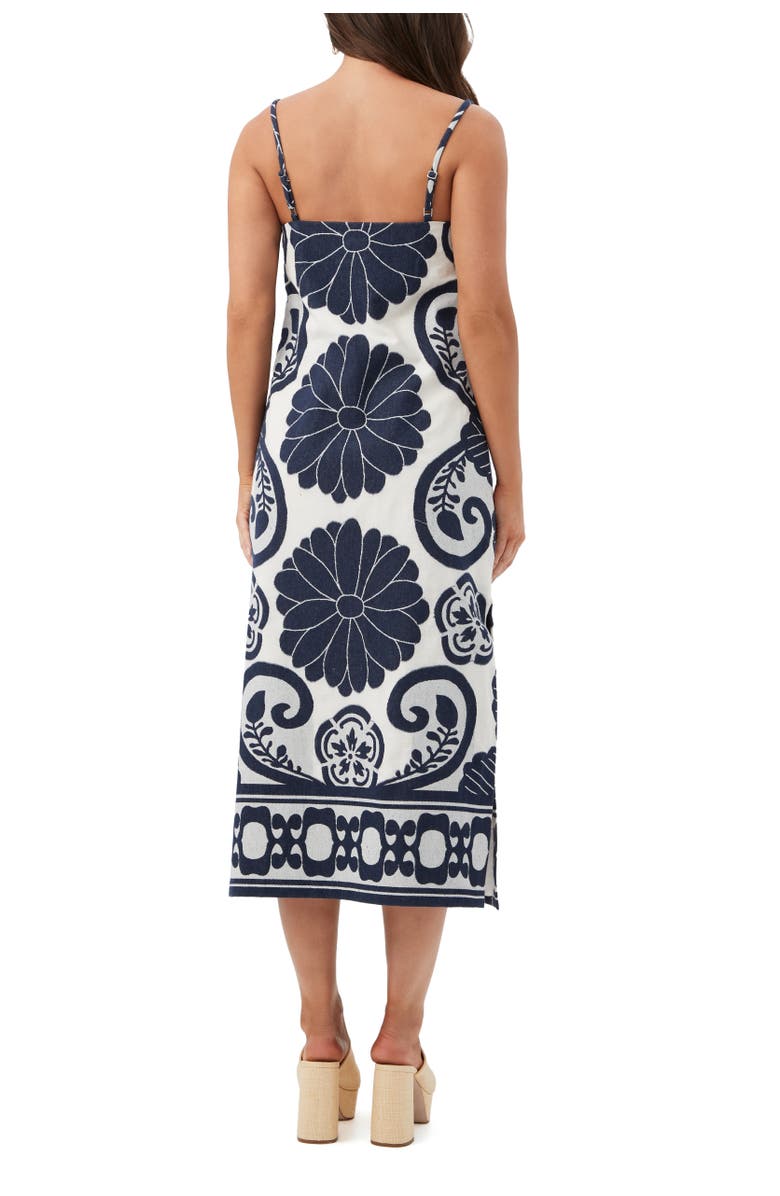 Trina Turk Marita 3 Printed Square Neck Midi Dress, Alternate, color, Sumi Blue/Whitewash