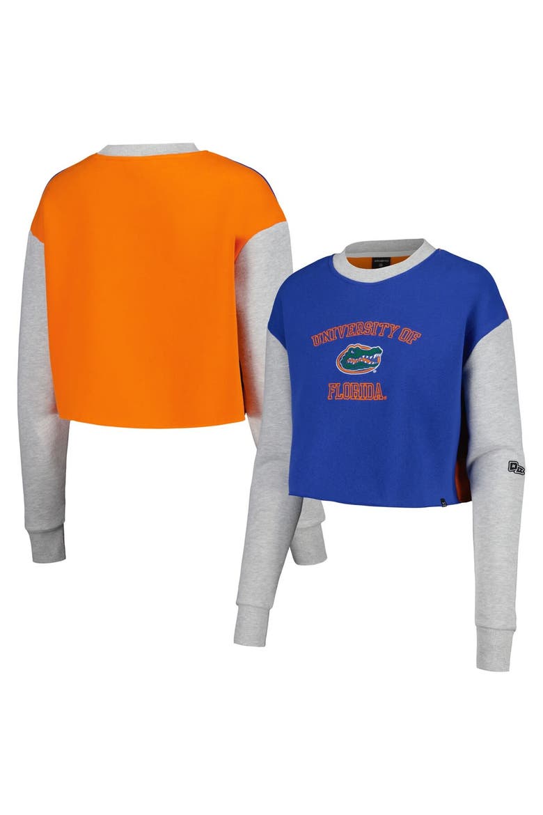 Women's Hype and Vice Royal Florida Gators Colorblock Rookie Crew Pullover Sweatshirt, Alternate, color, Royal