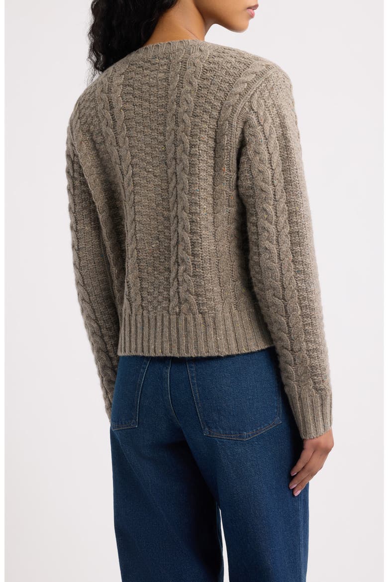 Donegal Wool Cable Knit Cardigan, Alternate, color, BEIGE