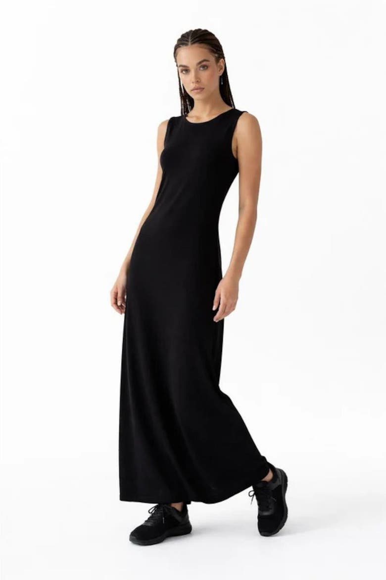 Kalie Boat Neck Modal Maxi Dress, Alternate, color, Black