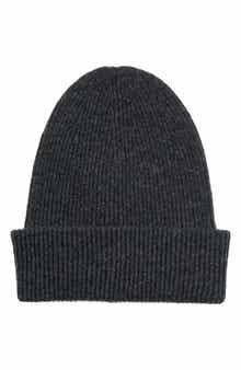 Ribbed Cashmere Double Cuff Beanie