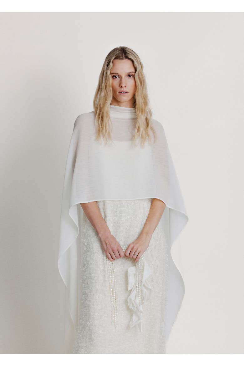 High Neck Bridal Cape, Alternate, color, White
