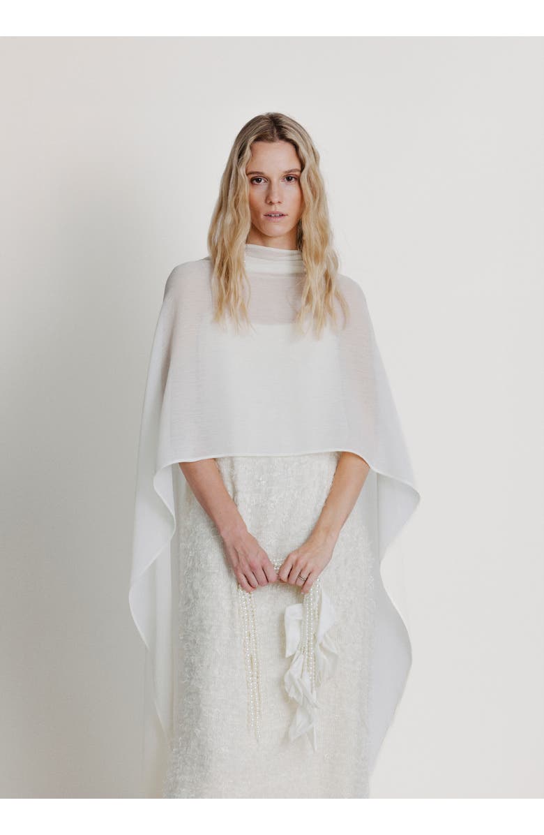 Alas High Neck Bridal Cape, Alternate, color, White