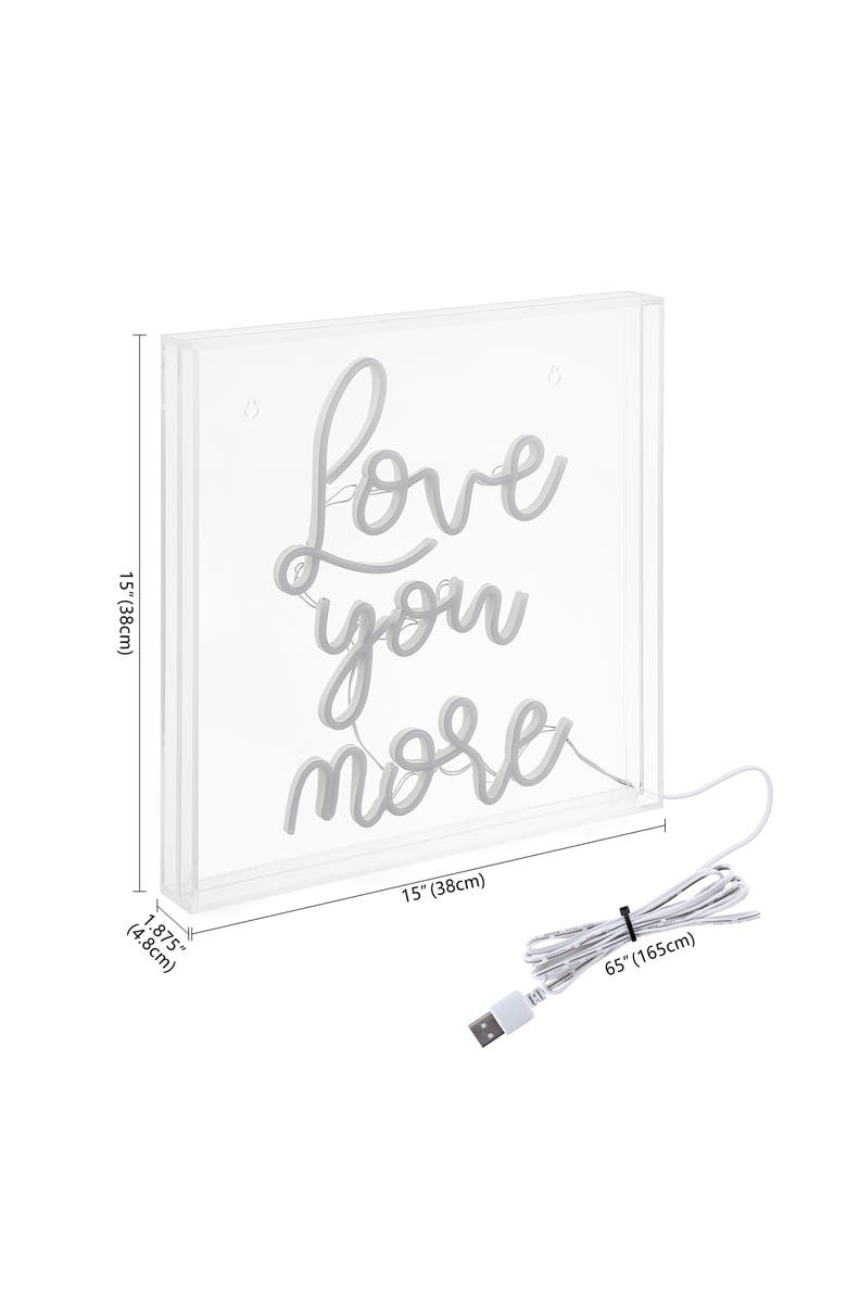 JONATHAN Y Love Square Contemporary Glam Acrylic Box USB Operated LED Neon Light, Alternate, color, White