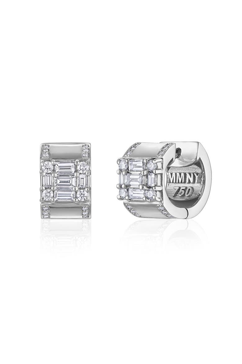 Clarity Diamond Huggie Hoop Earrings, Main, color, 18K WHITE GOLD