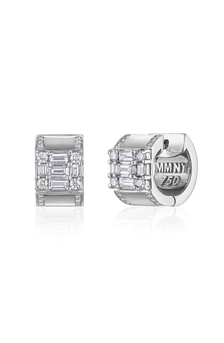 Mindi Mond Clarity Diamond Huggie Hoop Earrings, Main, color, 18K White Gold
