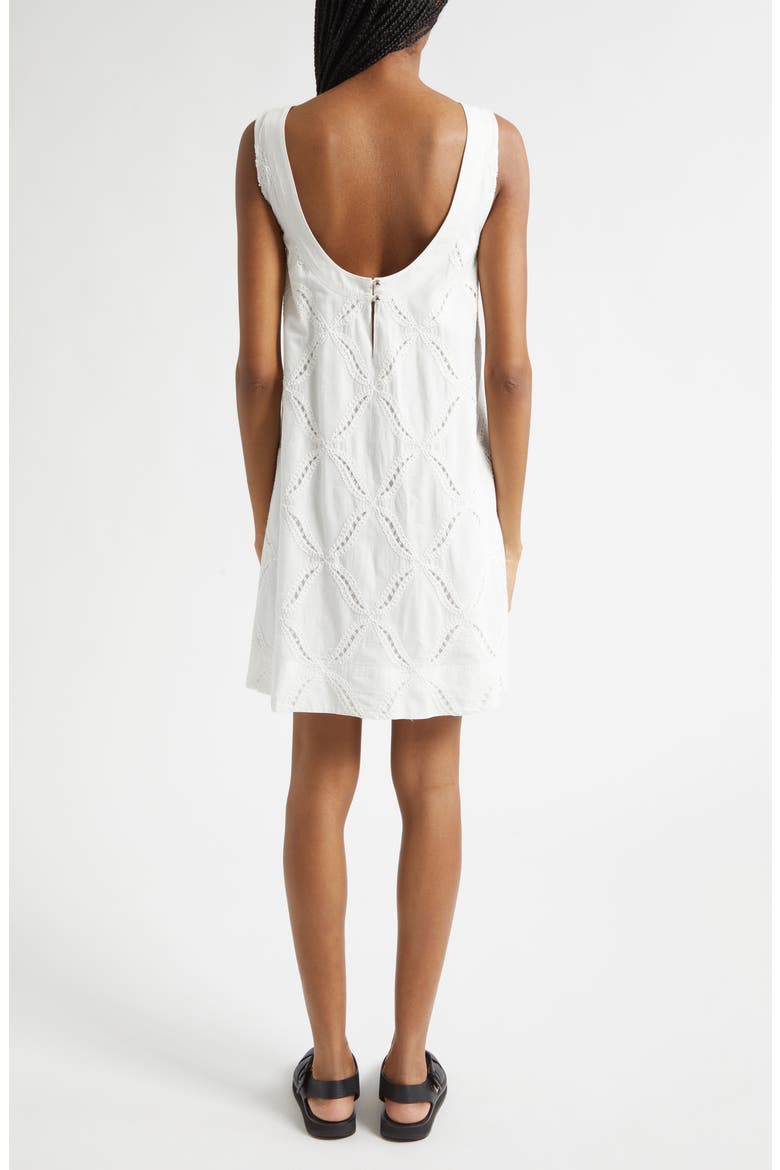 Alina Ladder Stitch Sleeveless A-Line Dress, Alternate, color, WHITE