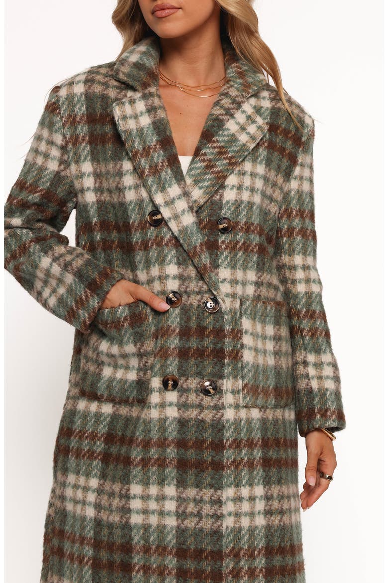 Anika Plaid Coat, Alternate, color, GREEN/ BROWN