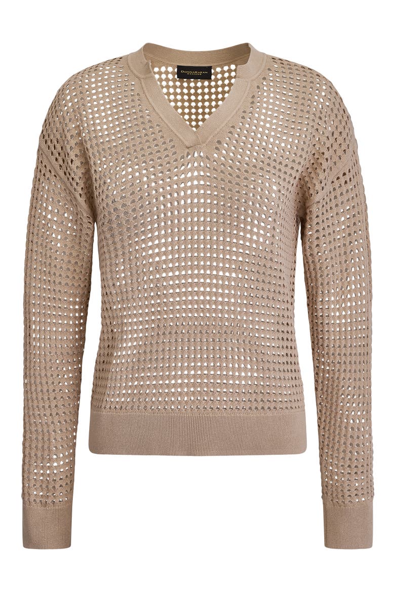 Cotton Pointelle Sweater, Alternate, color, SANDSTONE