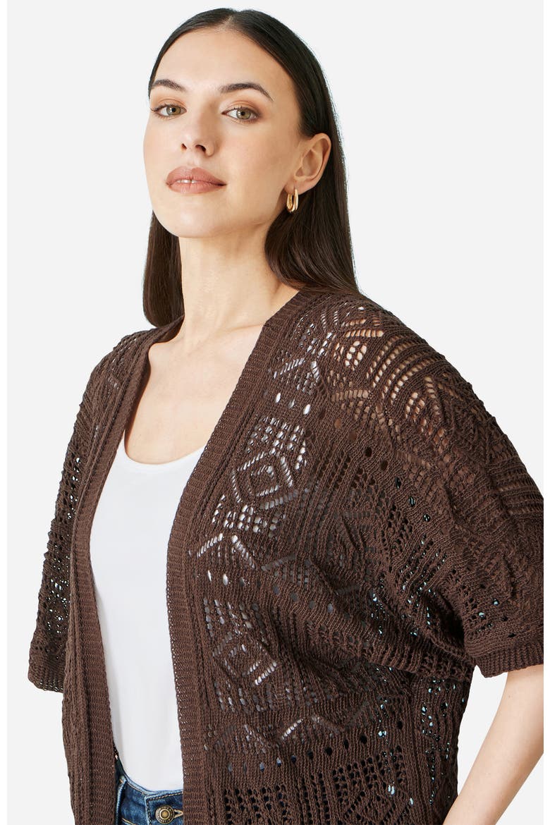 Crochet Edge To Edge Cardigan, Alternate, color, Brown