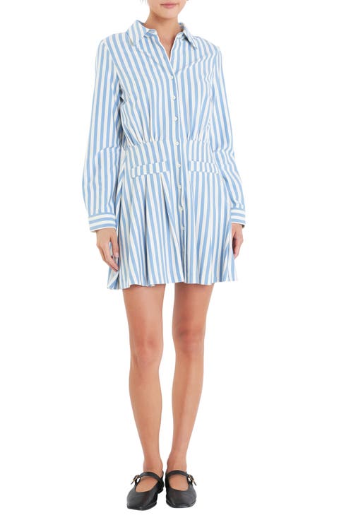 Stripe Long Sleeve Shirtdress