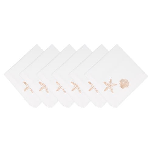C & F Home C&f Home Sandy Coast Starfish & Shell Cloth Napkins Set Of 6 In White