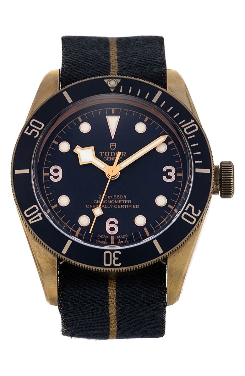 Watchfinder & Co. Tudor Preowned Heritage Black Bay Fabric Strap Watch, 43mm, Main, color, 