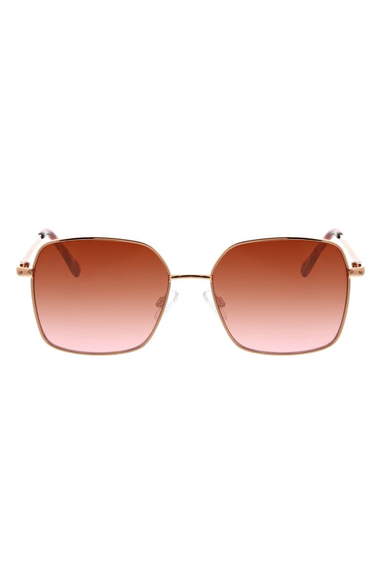 BCBG 54mm Square Sunglasses, Main, color, Shiny Rose Gold