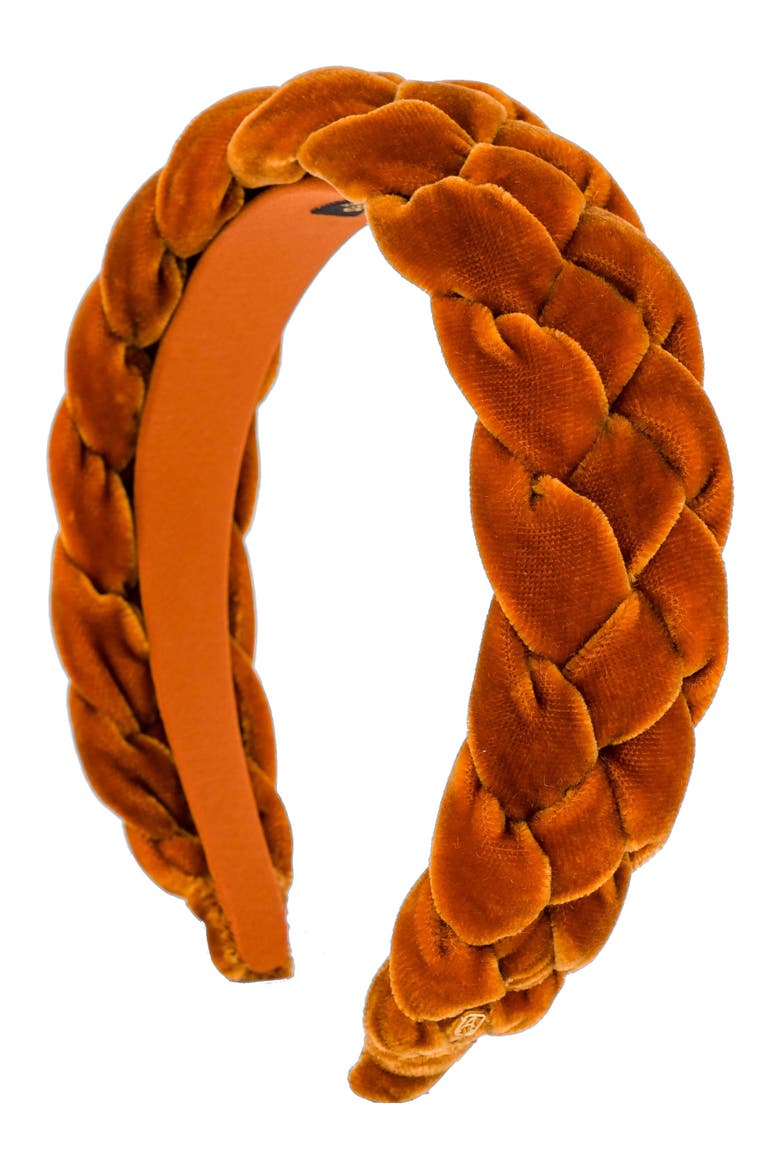 Nocturne Braided Velvet Headband, Main, color, Orange