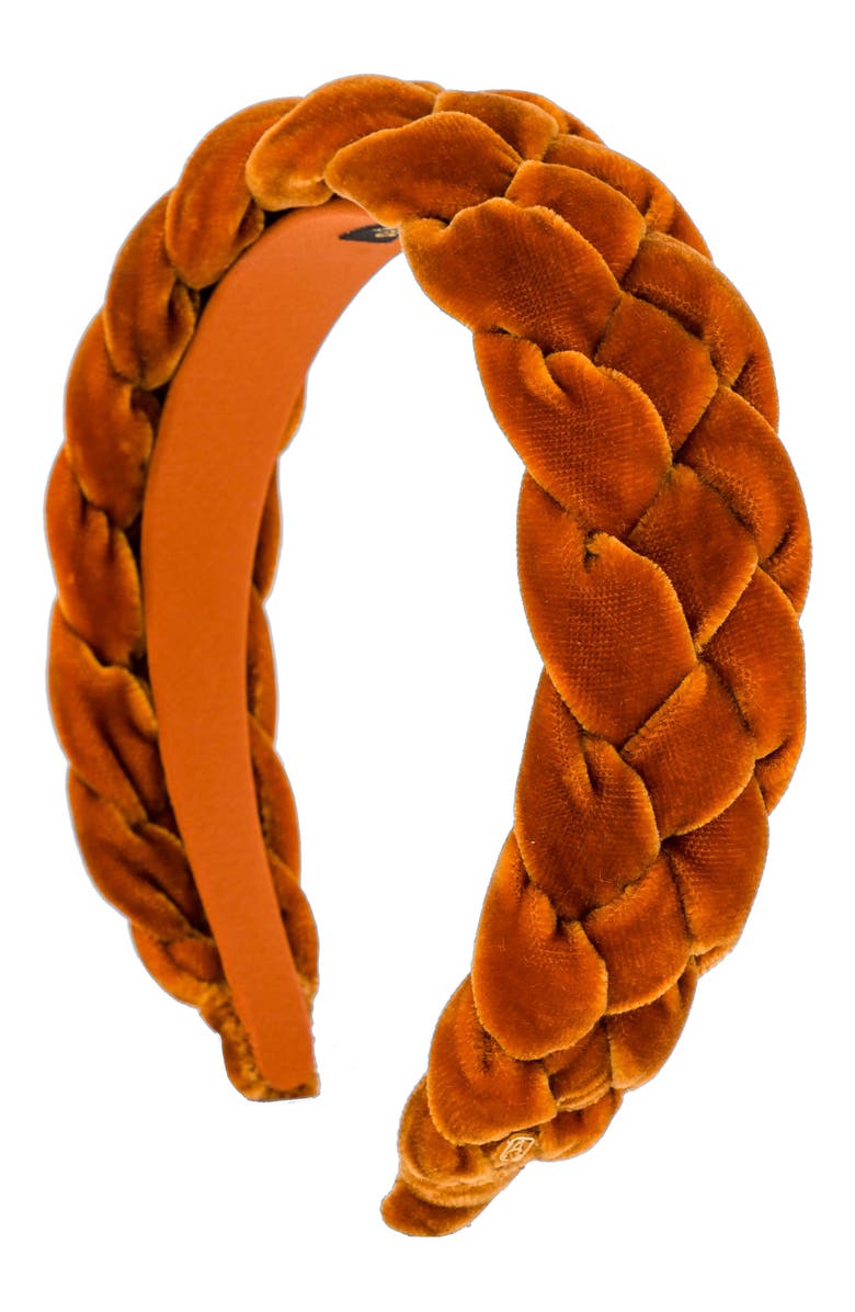 Alexandre de Paris Nocturne Braided Velvet Headband, Alternate, color, Brown
