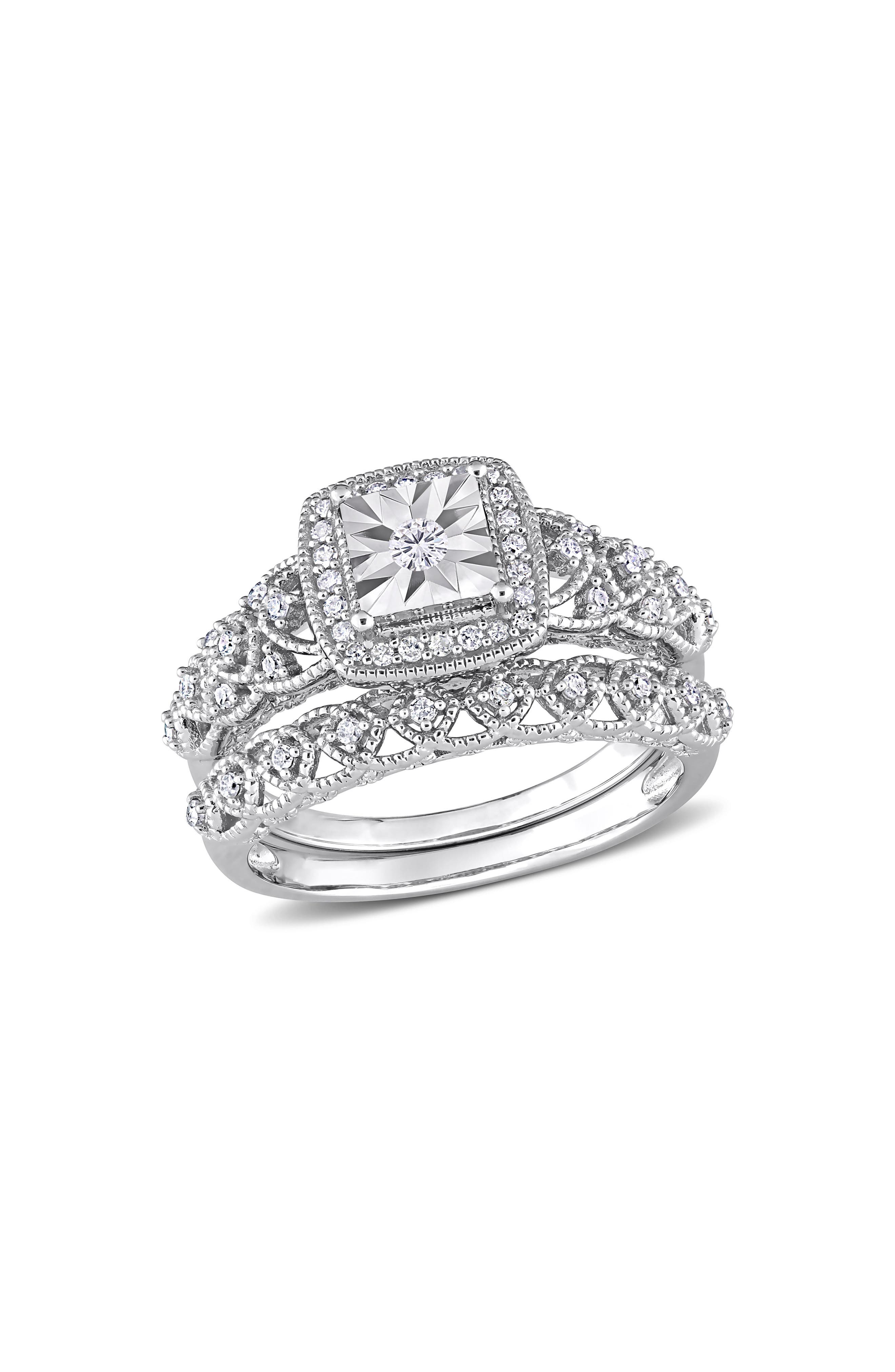 DELMAR Diamond Engagement Ring Set - 0.28ctw