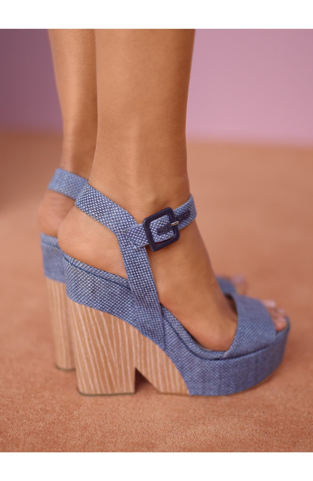 'Nico' Wedge Sandal, Alternate, color, NAVY FABRIC