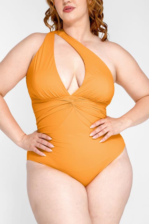 Ruched Twist-Front Shaping Swimsuit