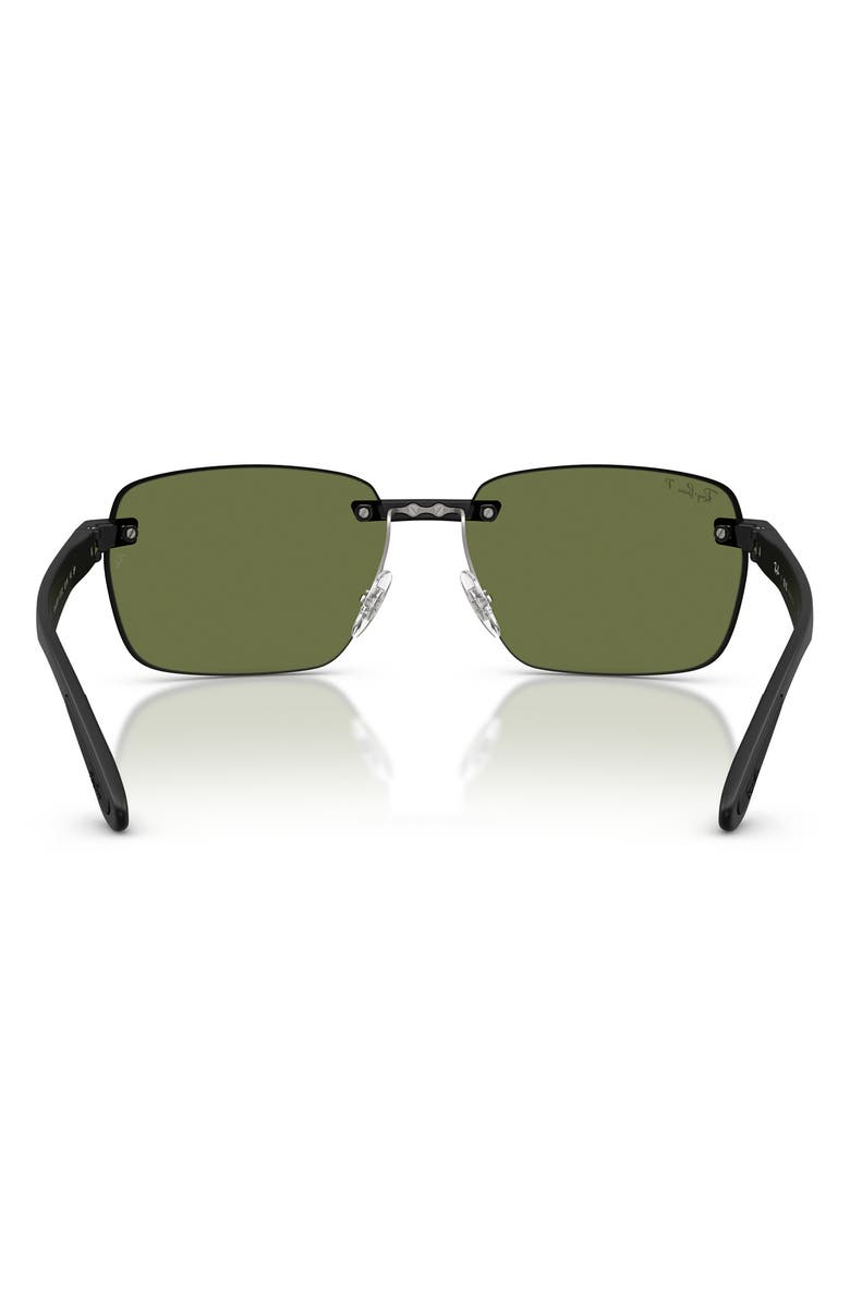 Ray-Ban 62mm Polarized Irregular Sunglasses, Alternate, color, Sand Black / Polar Green
