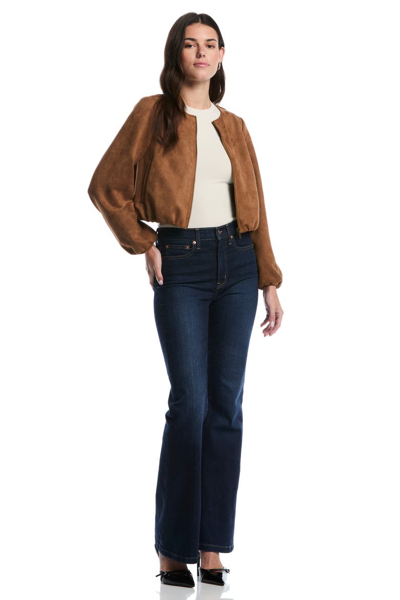 Faux Suede Bubble Jacket, Alternate, color, RUBBER