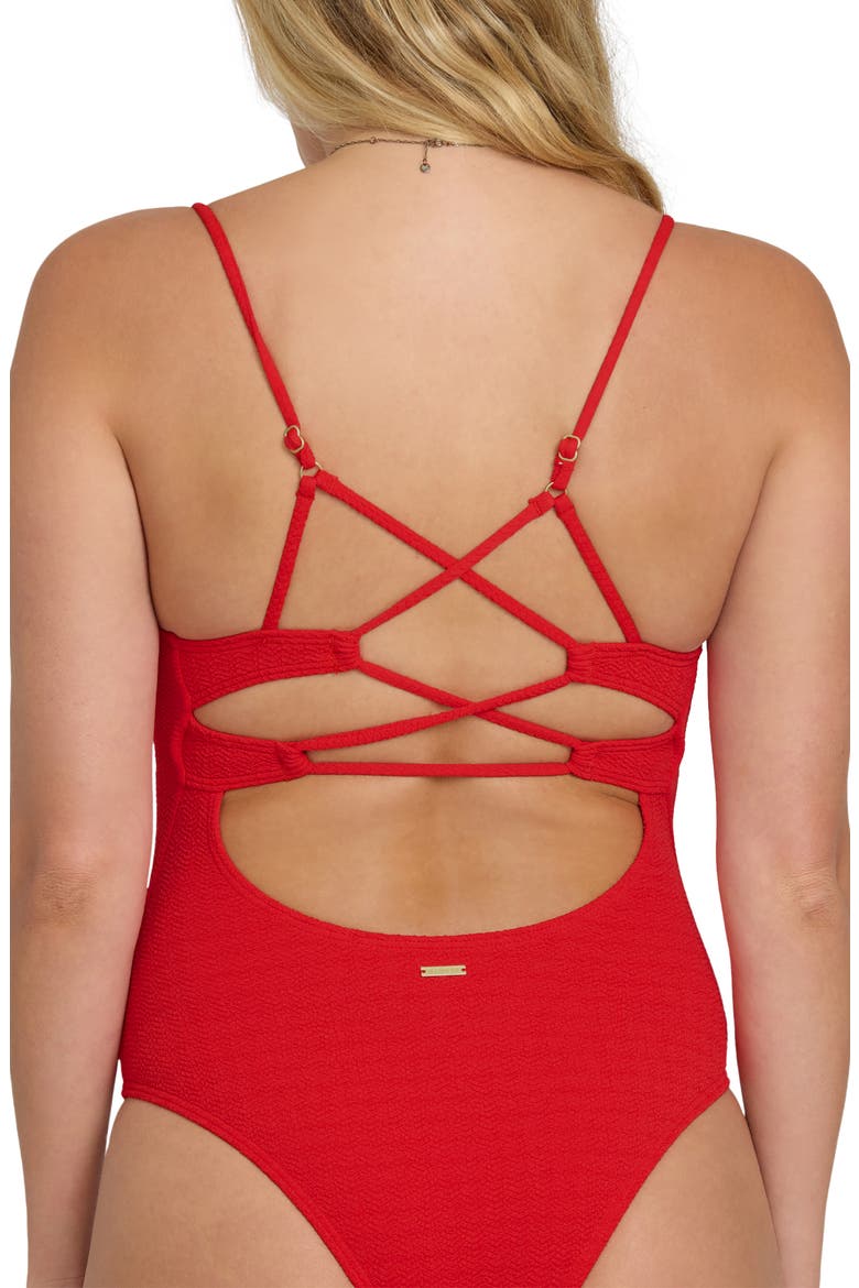 Rising Tide Strappy One Piece Swimsuit, Alternate, color, FIESTA RED
