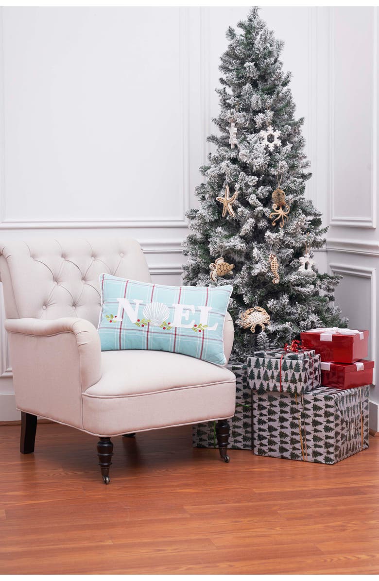 C&F Home Plaid Noel Christmas Throw Pillow, 14" x 22", Alternate, color, White