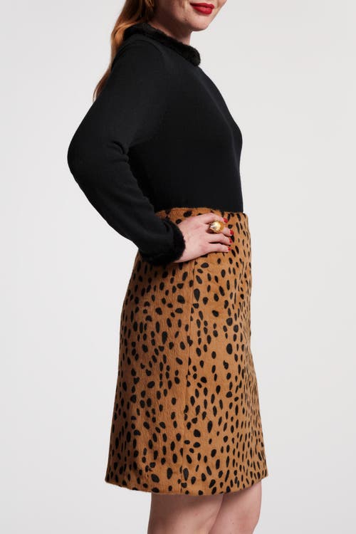 Frances Valentine Blaine Skirt Cheetah Faux Fur In Black