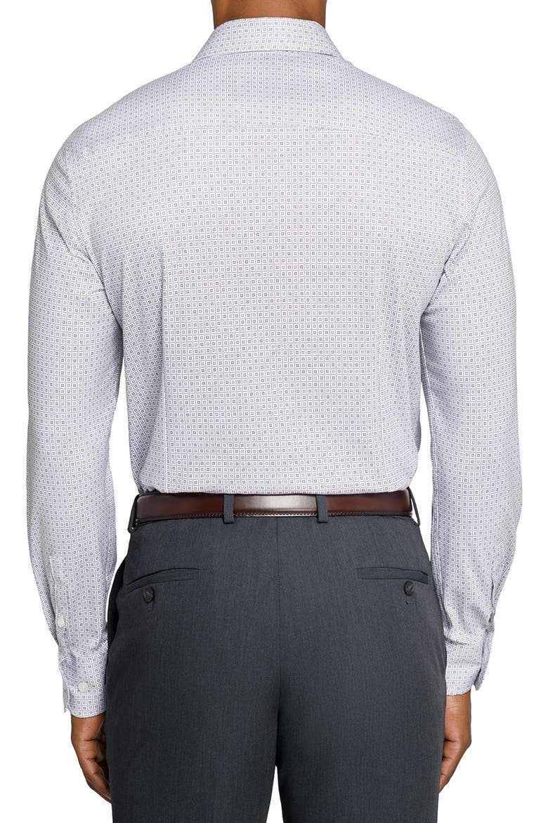 Reworked Slim Fit Geometric Print Cotton Dress Shirt, Alternate, color, WHITE