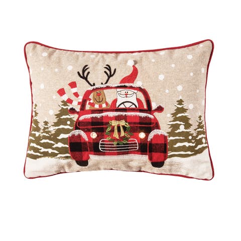 Road Trip Friends Christmas LED Light-Up Throw Pillow, 18" x 18"