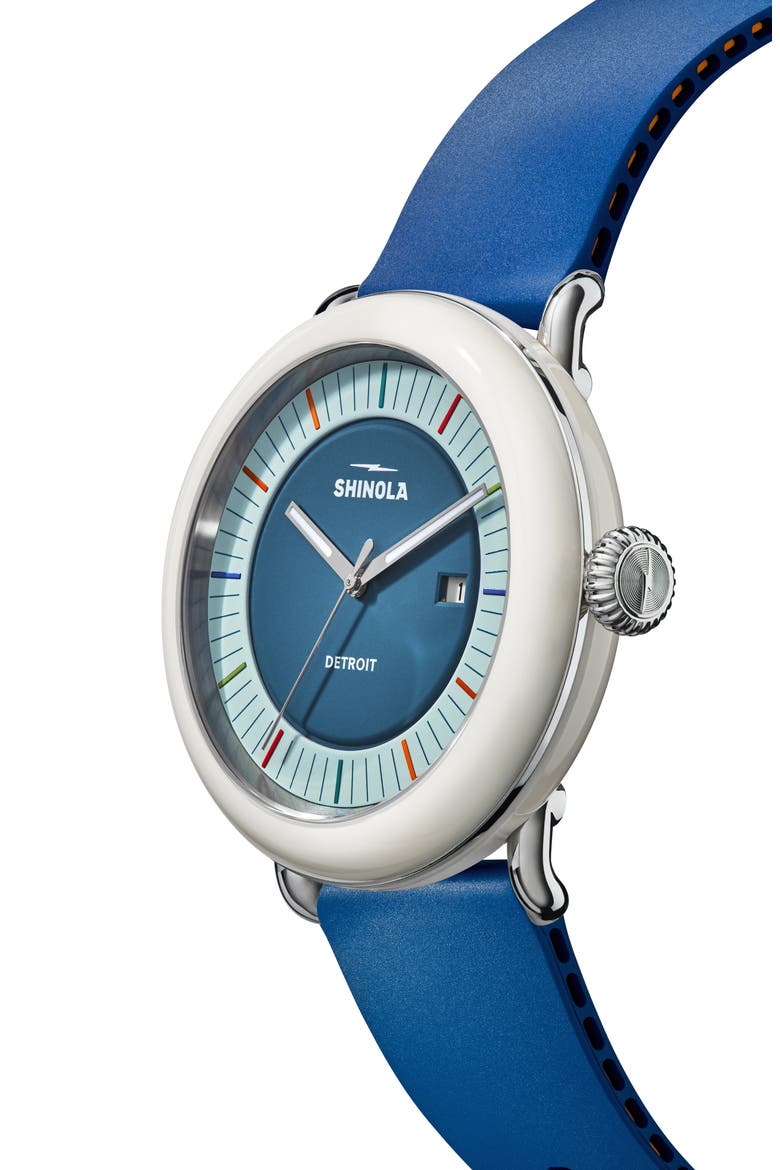 Detrola Rubber Strap Watch, 41mm, Alternate, color, BLUE