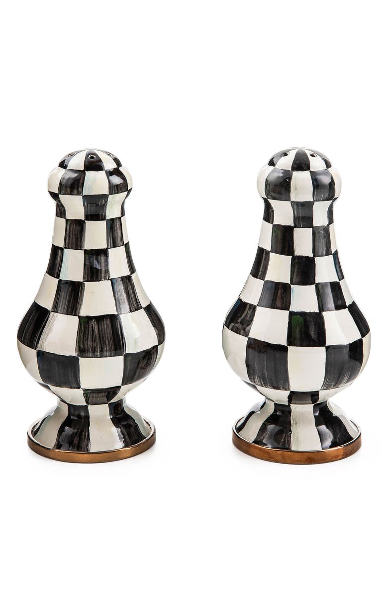 MACKENZIE CHILDS Courtly Check<sup>®</sup> Enamel Large Salt & Pepper Shaker Set, Main, color, 