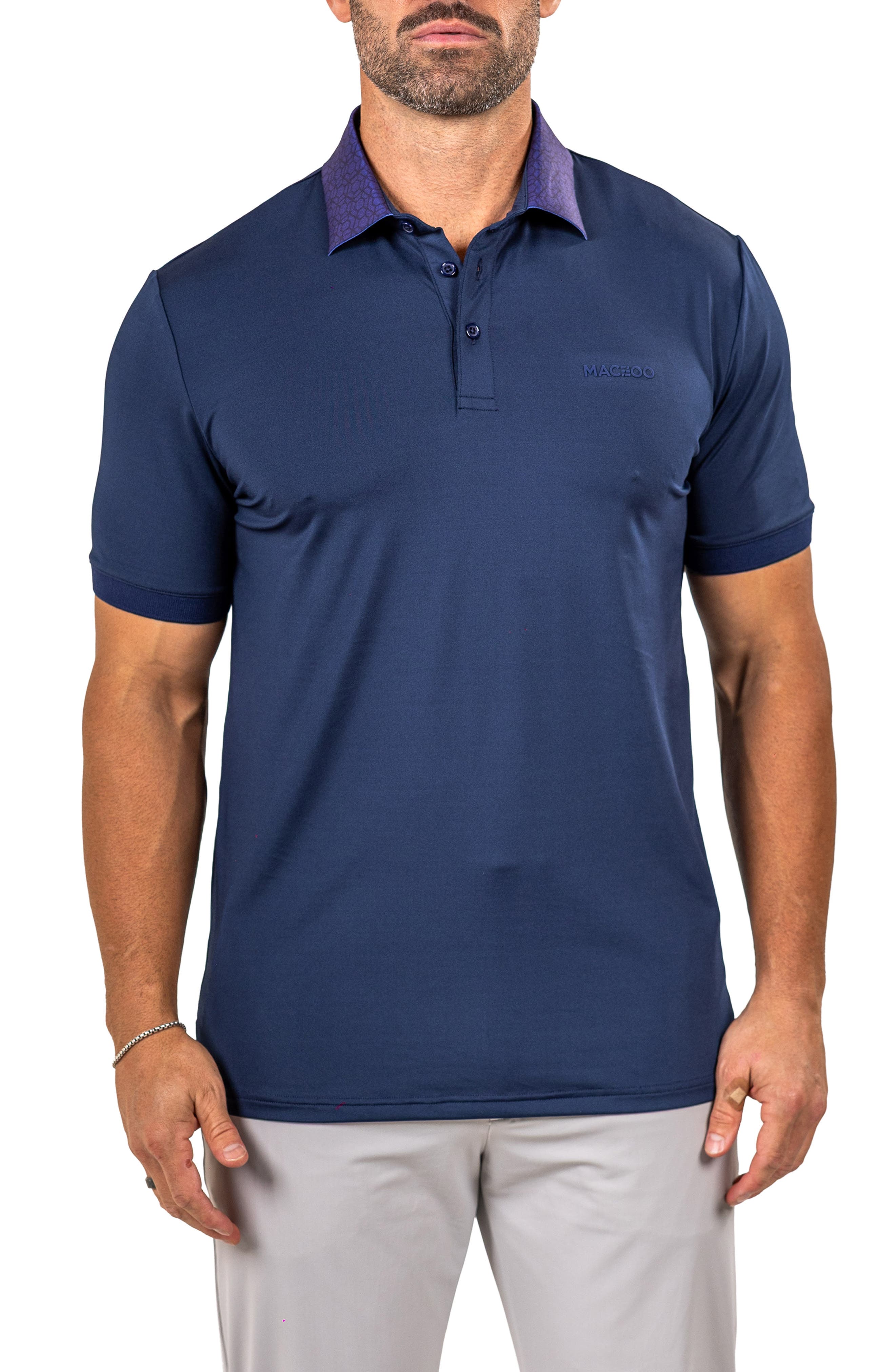 Marthyr0030 Blue Contrast Collar Golf Polo
