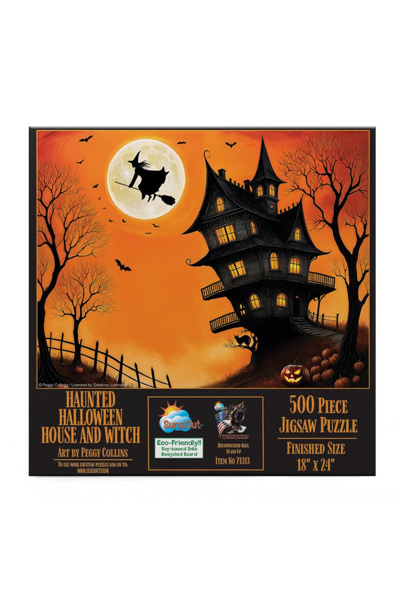 Haunted Halloween House and Witch 500 piece Jigsaw Puzzle for Adults, Alternate, color, Multicolor