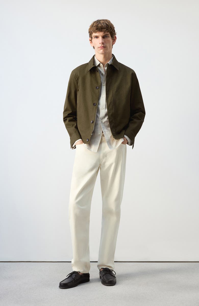 MANGO Water Repellent Cotton Twill Jacket, Alternate, color, Olive Green