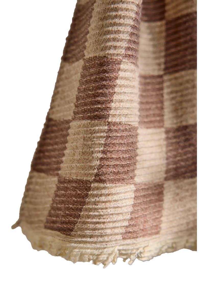 Fringe Checker Scarf, Alternate, color, BROWN