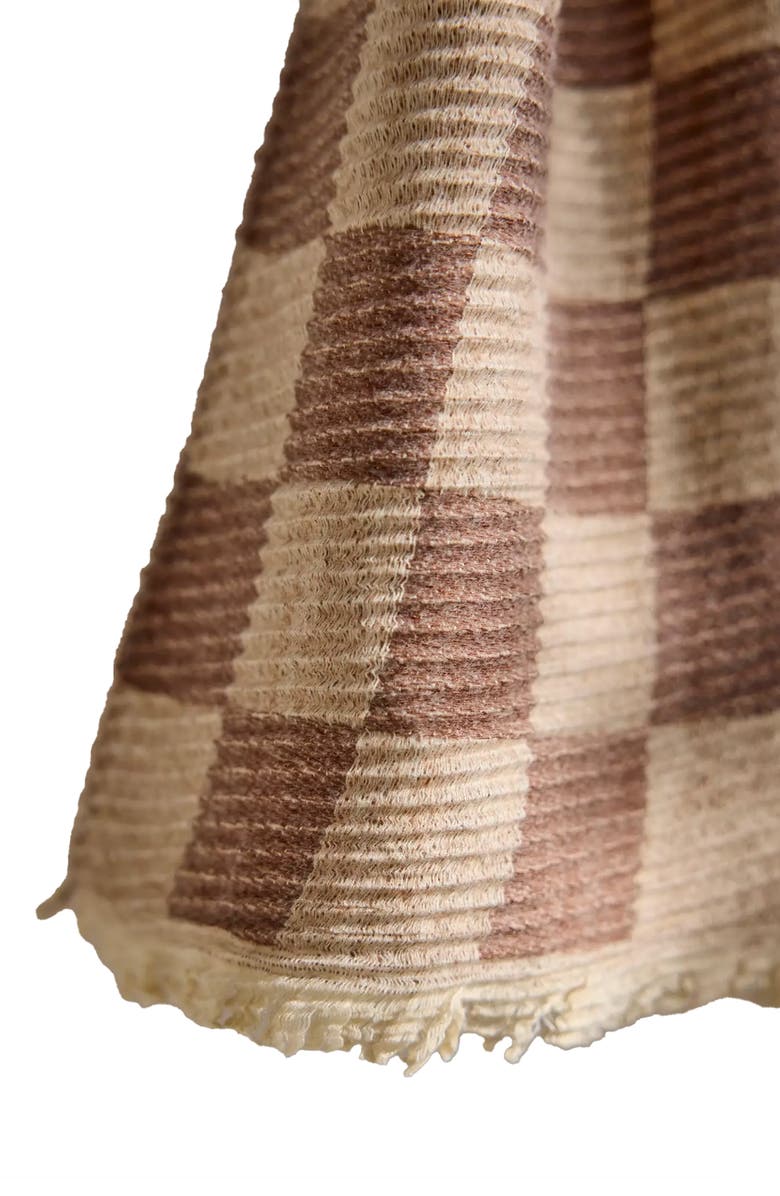 SAACHI Fringe Checker Scarf, Alternate, color, Brown