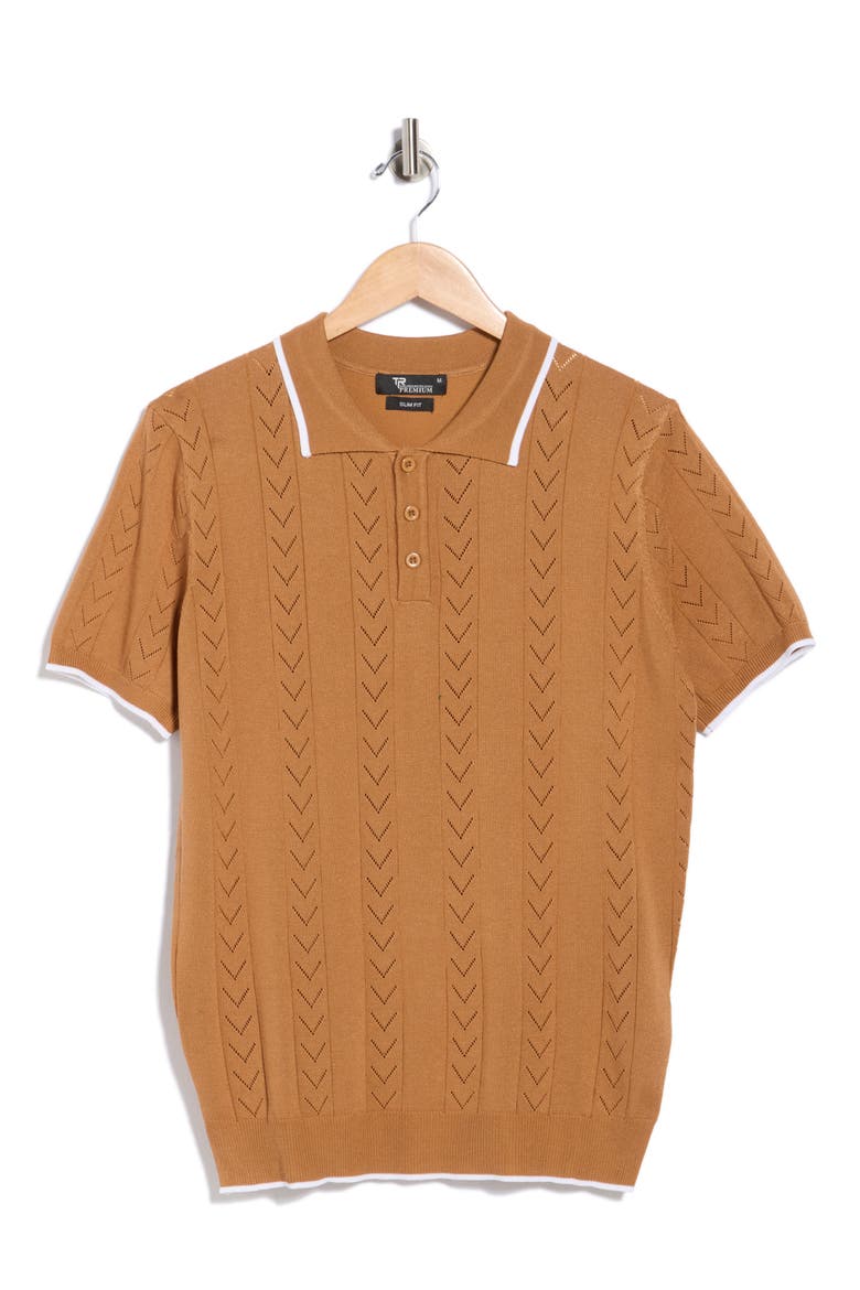 Slim Fit Polo Sweater, Alternate, color, CAMEL