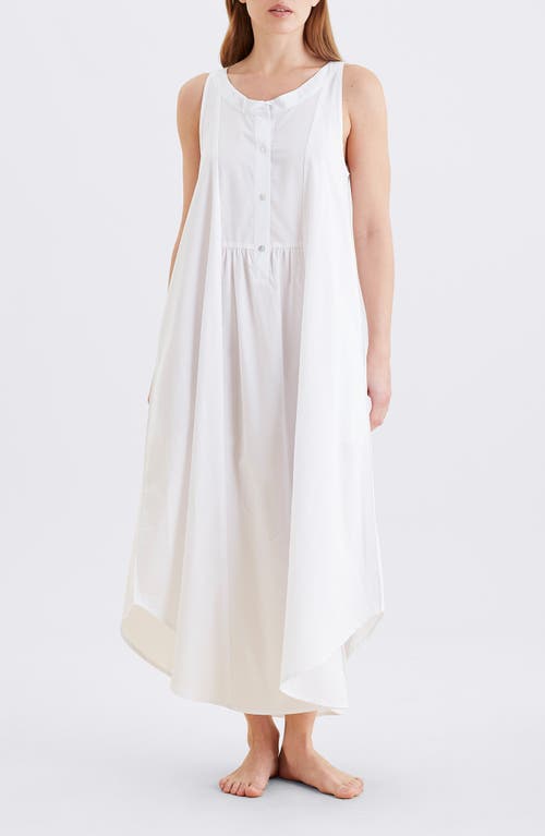 Papinelle Madison Button-up Maxi Nightgown In White