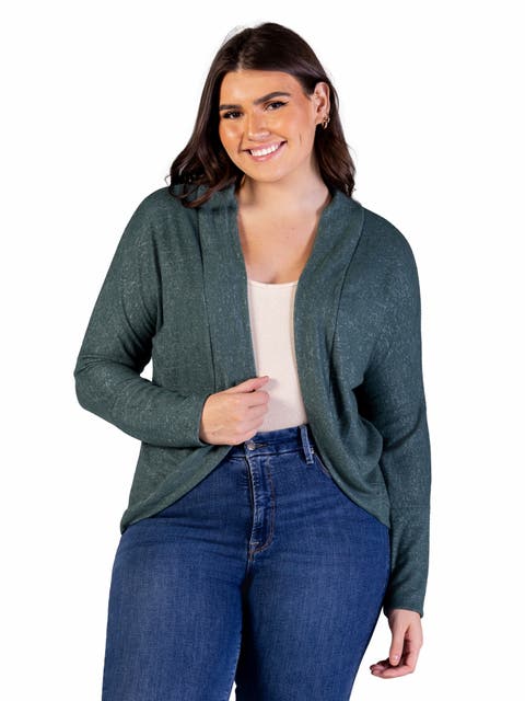 Curved Hem Open Front Long Bolero Shrug