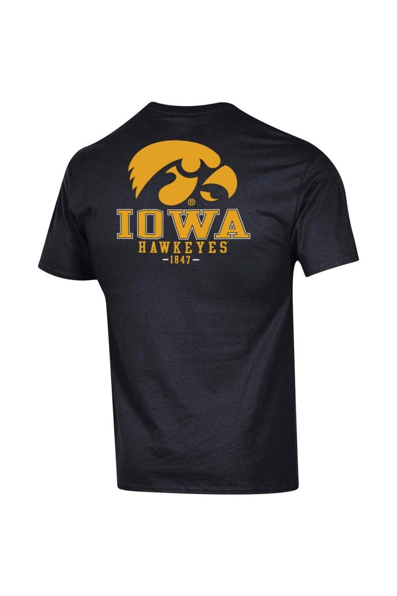 Men's Champion Black Iowa Hawkeyes Stack 2-Hit T-Shirt, Alternate, color, Black
