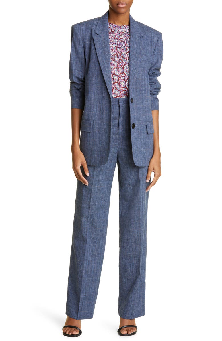 Isabel Marant Étoile Olympe Plaid High Waist Straight Leg Trousers, Alternate, color, 