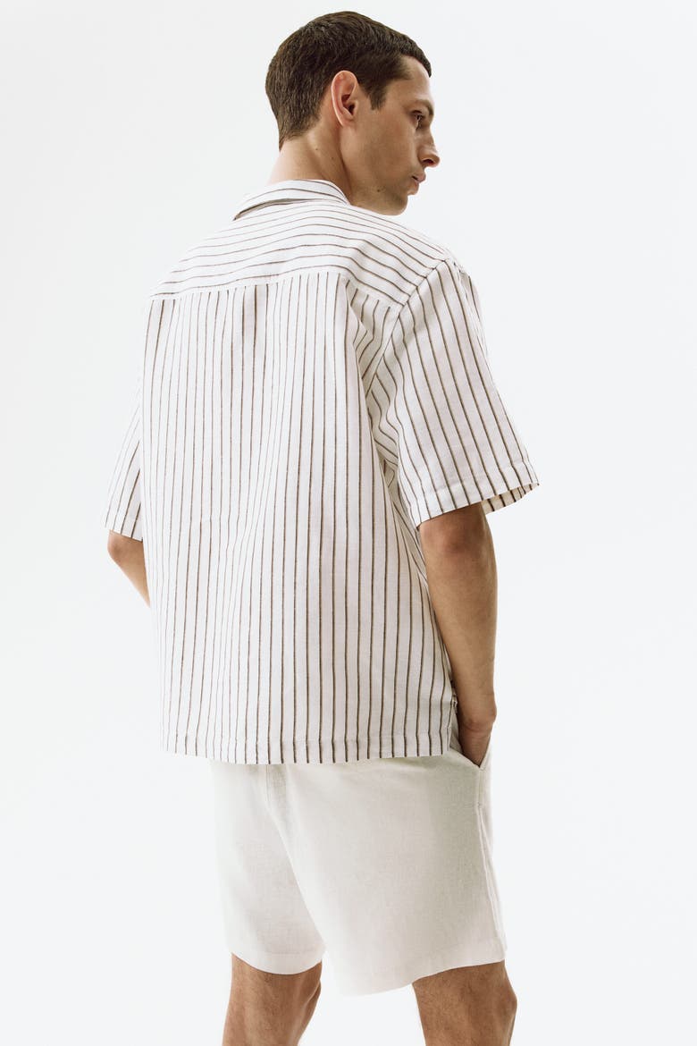 Relaxed Fit Linen-blend Shorts, Alternate, color, White