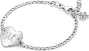 Tiny Blessings Sterling Silver Lovely Heart ID Bracelet & Engraved Initial 6" Bracelet